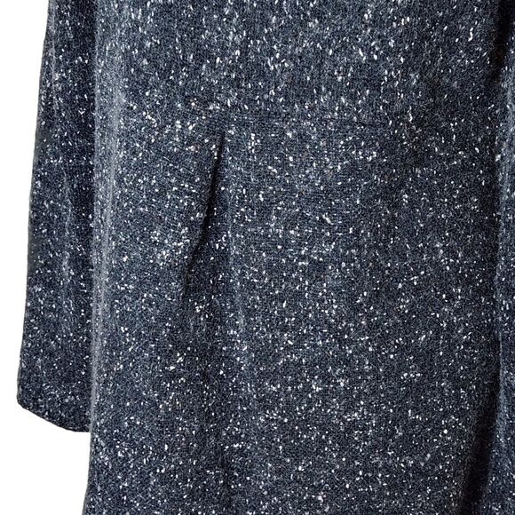 Eileen Fisher Funnel Neck Cardigan Sweater Charcoal Speckled Wool Blend Medium - Picture 8 of 13